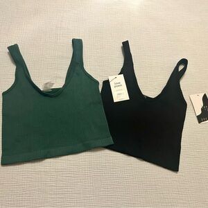 Love Poem Black & Green Ribbed Bralettes sz Small Medium nwt